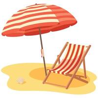 Beach background with umbrella isolated illustration on white background vector