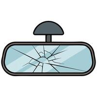 Broken rear view mirror isolated illustration on white background vector