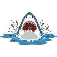 Angry shark attack open jaws isolated illustration on white background vector
