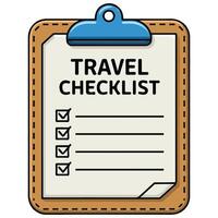 travel checklist notebook packing list isolated illustration on white background vector
