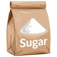 Open paper bag with sugar isolated illustration on white background vector