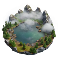 impressive rustic Aerial View of Foggy Lake Transparent Background authentic png
