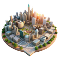 impressive abstract Aerial View Metropolis with Transparent Background and Bright Sunlight high resolution png