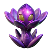 elegant abstract Alien Flora Silhouette Isolated with Purple Nebula Background premium png