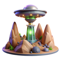 wonderful abstract Alien Landscape with Terraform Tower Transparent Background png