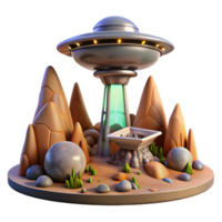wonderful creative Alien Landscape with Terraform Tower Transparent Background high quality png