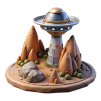 serene artistic Alien Landscape with Terraform Tower Transparent Background detailed png