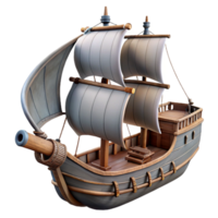 elegant rustic Ancient Caravel Isolated on Transparent Background with Dark Clouds professional png
