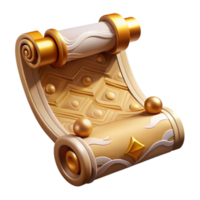 vibrant abstract Ancient Landscape Scroll Illustration with Gold Accents Transparent Background authentic png