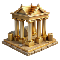 impressive minimalist Ancient Temple Ruins in Gilded Valley Isolated exclusive png