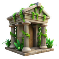 wonderful modern Ancient Temple Wall Section Isolated with Green Vines genuine png