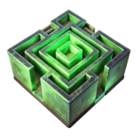 magnificent modern Angular Luminari Maze Isolated with Green Glow genuine png