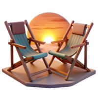 impressive abstract Beach Chairs at Sunset Cutout Oceanfront View Isolated authentic png