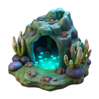 impressive creative Bioluminescent Algae in Grotto Cutout Dark Background high resolution png