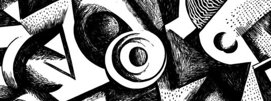 Vintage woodcut illustration showcasing intricate abstract geometric shapes and patterns vector