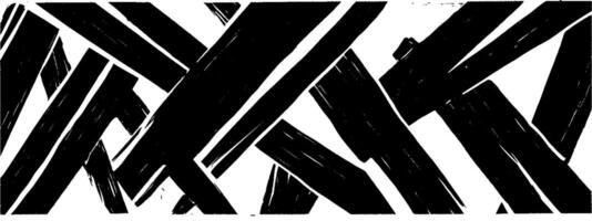 Geometric vintage woodcut abstraction featuring bold, intersecting lines and shapes vector