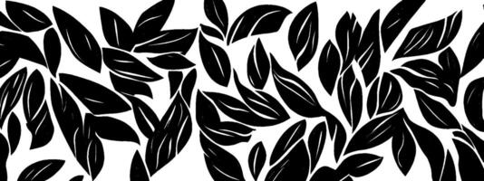 Continuous vine pattern in vintage woodcut style featuring intricate leaf designs vector