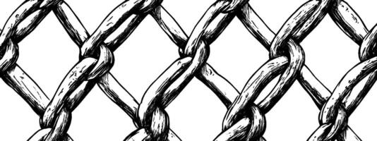 Vintage woodcut detailing showing a rusted chain in intricate texture and pattern vector