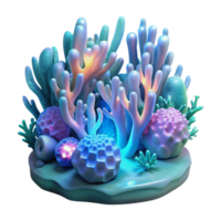magnificent contemporary Bioluminescent Coral Reef Scene Transparent Background authentic png