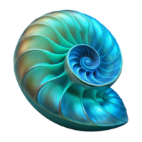 dramatic rustic Bioluminescent Nautilus Shell Transparent Background Front Angle detailed png