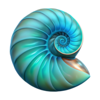 extraordinary minimalist Bioluminescent Nautilus Shell Transparent Background Front Angle authentic png