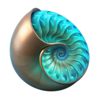 beautiful classic Bioluminescent Nautilus Shell Transparent Background Front Angle professional png