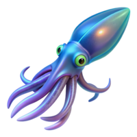 elegant creative Bioluminescent Squid Isolated Transparent Background Side View high resolution png