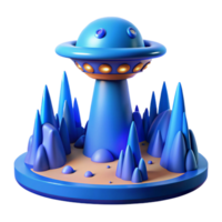 serene contemporary Blue Alien Landscape with Terraform Tower Isolated authentic png