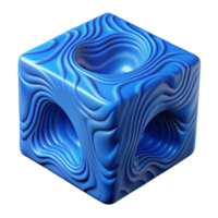 elegant traditional Blue Translucent Wave Overlapping Solid Cube Cutout authentic png