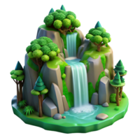 magnificent modern Cascading Waterfall in Lush Green Forest Isolated Element original png