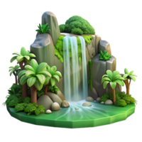 stunning rustic Cascading Waterfall in Lush Green Forest Isolated Element authentic png