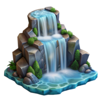 dramatic minimalist Cascading Waterfall Transparent Background Sunlit Stream high resolution png