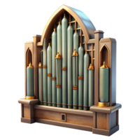 stunning creative Cathedral Organ Cutout Detailed Pipework Transparent Background authentic png