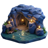 vibrant abstract Cavern in Ocean Cliff at Night Isolated Element high resolution png