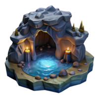 impressive contemporary Cavern in Ocean Cliff at Night Isolated Element detailed png