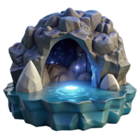 extraordinary rustic Cavern Mouth in Ocean Cliff Under Moonlight Transparent Background high quality png