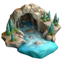 stunning artistic Cave Stream Cutout with Crystal Clear Water original png