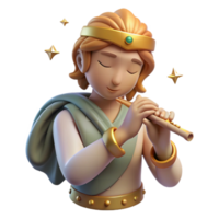 stunning classic Celestial Flute Player Cutout with Dreamy Expression premium png