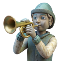 extraordinary abstract Celestial Trumpet Player Isolated with Silver Finish high quality png