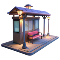 serene contemporary City Bus Stop at Twilight Isolated with Street Lights high quality png