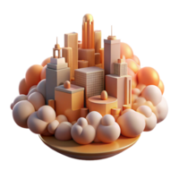 serene contemporary City in the Clouds Isolated with Warm Sunset Colors professional png