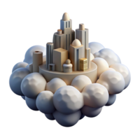 magnificent traditional City in the Clouds Isolated with Warm Sunset Colors professional png