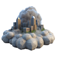 vibrant traditional Cityscape in Fog Transparent Background Birdseye View exclusive png