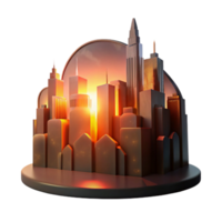 wonderful artistic Cityscape Silhouette Cutout with Backlit Glow Isolated high quality png