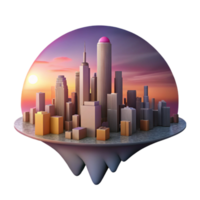 beautiful rustic City Skyline at Dusk Cutout with Gradient Sky detailed png