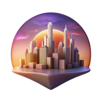 extraordinary artistic City Skyline at Dusk Cutout with Gradient Sky png