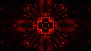 White and Red Cybernetic Corridor and Luminous Figured Frames Background VJ Loop in 4K video