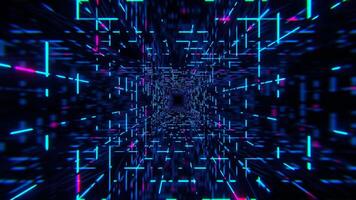 Cyan and Pink Simple Square Cyber Tunnel Background VJ Loop in 4K video