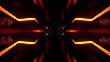 Red and Orange Cyber Tunnel with Flowing Zigzag Light Background VJ Loop in 4K video