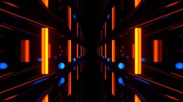 Orange and Blue infinite Mirror Corridor with Neon Lighting Background VJ Loop in 4K video